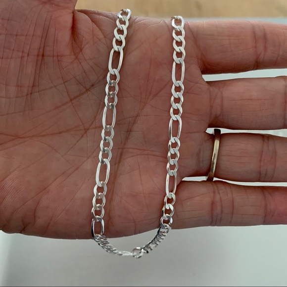 Sterling Silver Unisex Figaro Italian Chain, Silver Necklace, Link Jewelry - Picture 3 of 7